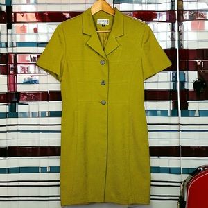 Vintage 60s Funky Retro Pin Up Rockabilly Sheath Pencil Midi Dress Grunge Green